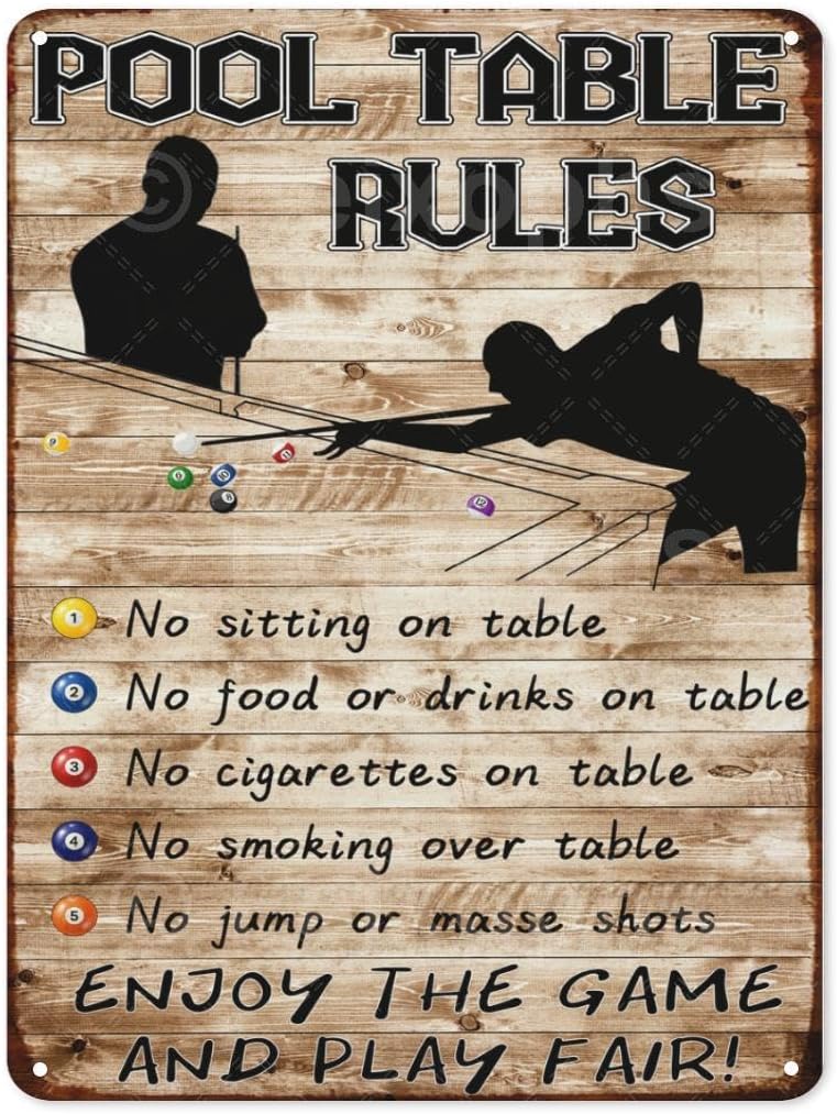 Men Accessories Rule - Vintage Oda Kuralları Metal Tabela Bilardo